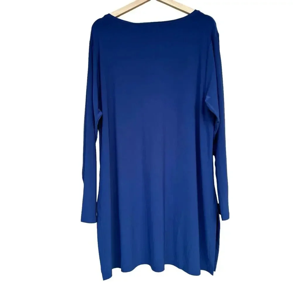NWT Sympli V-neck Tunic Dress in Sapphire Stretch Jersey Long Sleeves Size 18